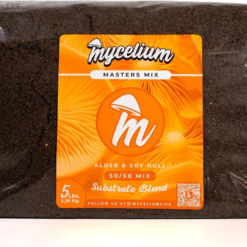 Mycelium Masters Mix Substrate - Alder & Soy Hull 50/50 Blend - Ideal for Gourmet & Functional Wood-Loving Mushrooms - Sterilized 5LB Bag for High Yield Cultivation