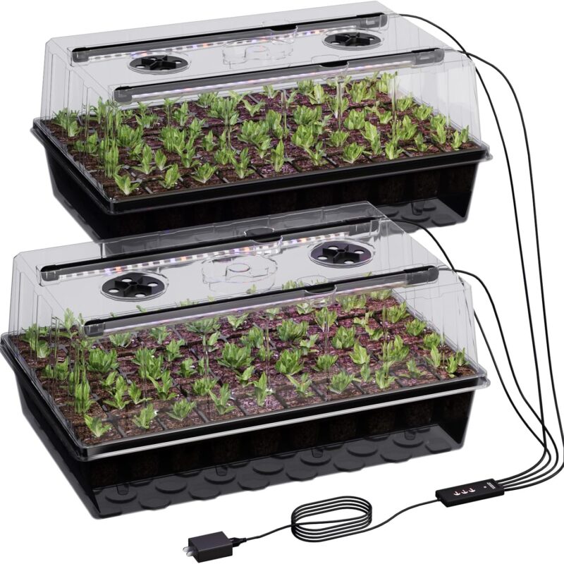 81kAQleiO-L._AC_SL1500_.jpg 120-Cell Self-Watering Seed Starter Tray with Grow Light, Seed Starter Kit with 4.07” Humidity Dome, Indoor Seedling Starter Tray, Seed Starting Trays for Plant Germination, Seeds Growing