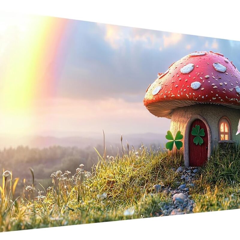 Diamond Art Kits for Adults, 5D Mushroom Diamond Painting Kits for Beginners, DIY Rainbow Paint by Numbers for Adults, Full Drill Crystal Cross Stitch Embroidery Crafts for Home Decor, 150x60cm R-34