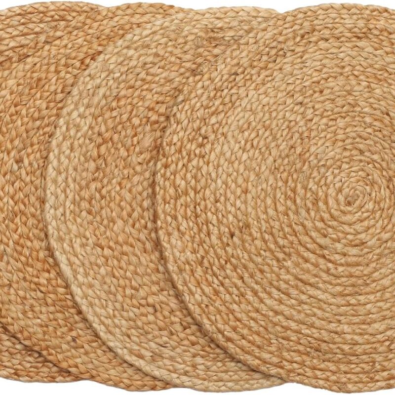 Round Placemats Set of 4 - Natural Jute Placemats for Kitchen Decor - Round Woven Mats for Dining Table
