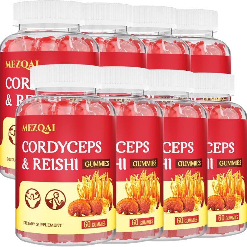 Mushroom Gummies for Adults, Cordyceps Reishi Mushroom Energy Supplements, Cortisol Supplements for Women & Men, Brain Supplements for Memory and Focus, Rest, Athletic Performance* - 480 Gummies