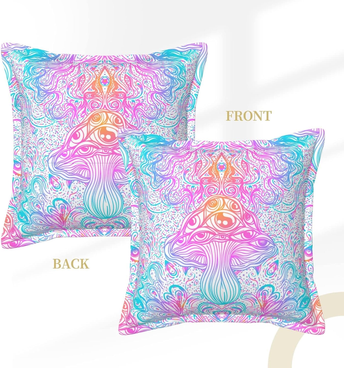 81nnVzLO1kL._AC_SL1500_.jpg Pillow Included Mushrooms of Illusion Leather Pillow Cover, Modern Leather Throw Pillow Cover, Leather Decorative Pillows Cover for Farmhouse Sofa Couch Bed Livingroom, Car Outdoor20 X20 - Image 4