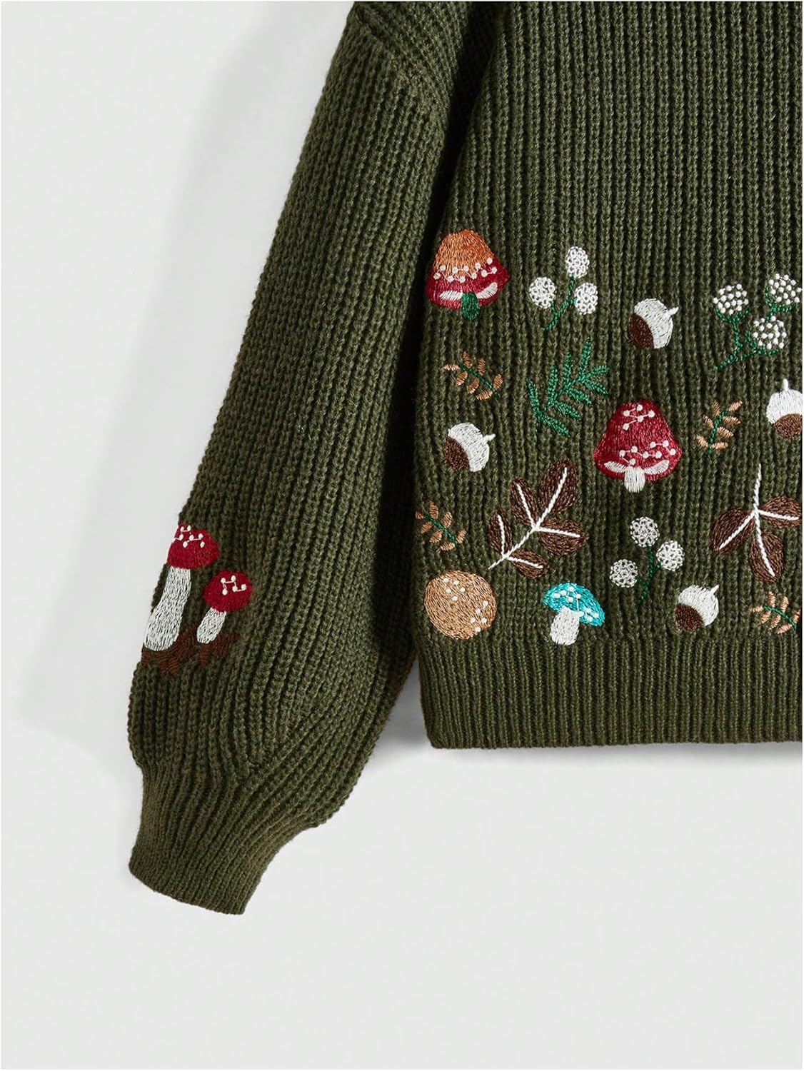 81o8Wjui5-L._AC_SL1500_.jpg SHENHE Women's Oversized Embroidered Mushroom Sweater Crewneck Chunky Knit Sweater Pullover - Image 3