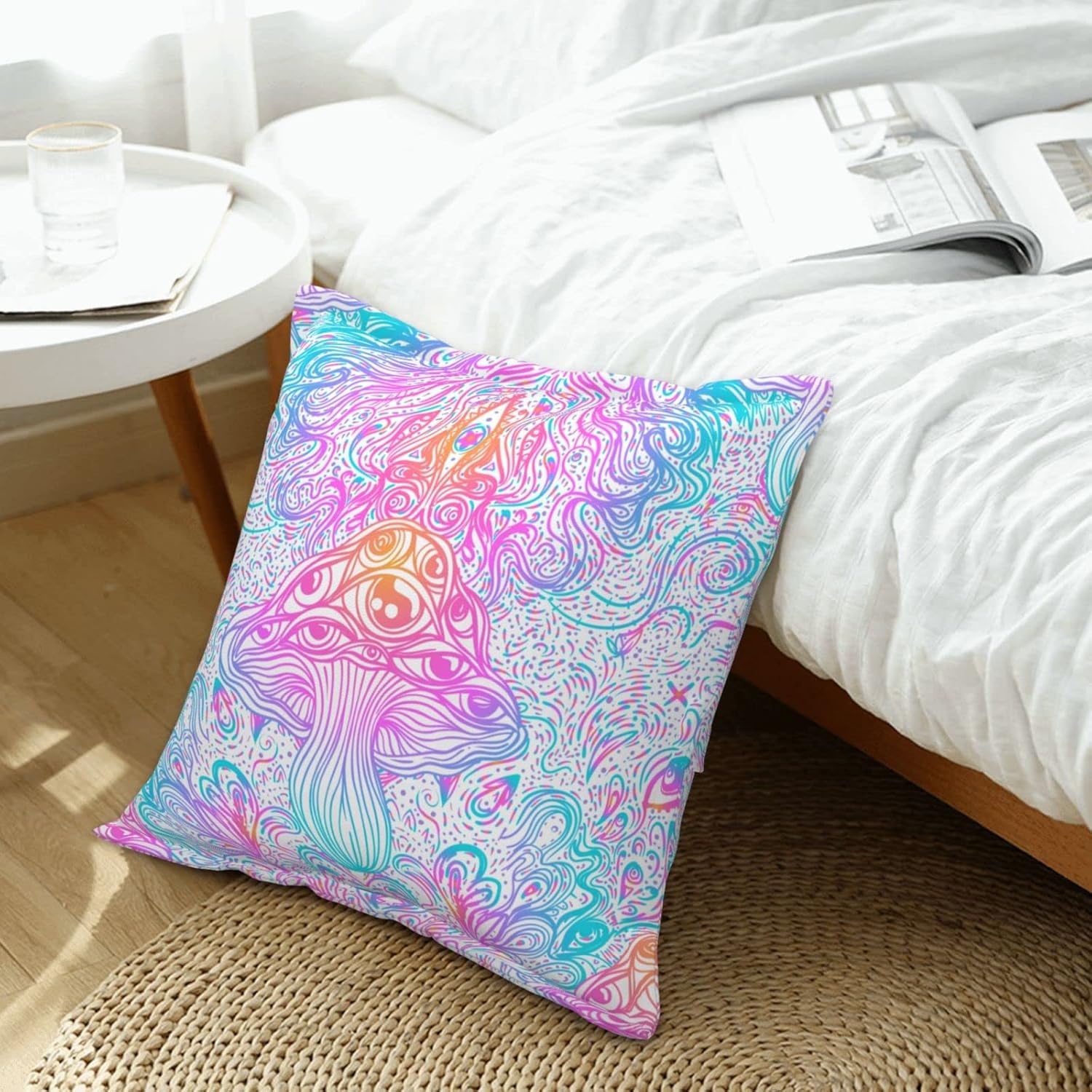 81rvC2cOpcL._AC_SL1500_.jpg Pillow Included Mushrooms of Illusion Leather Pillow Cover, Modern Leather Throw Pillow Cover, Leather Decorative Pillows Cover for Farmhouse Sofa Couch Bed Livingroom, Car Outdoor20 X20 - Image 9