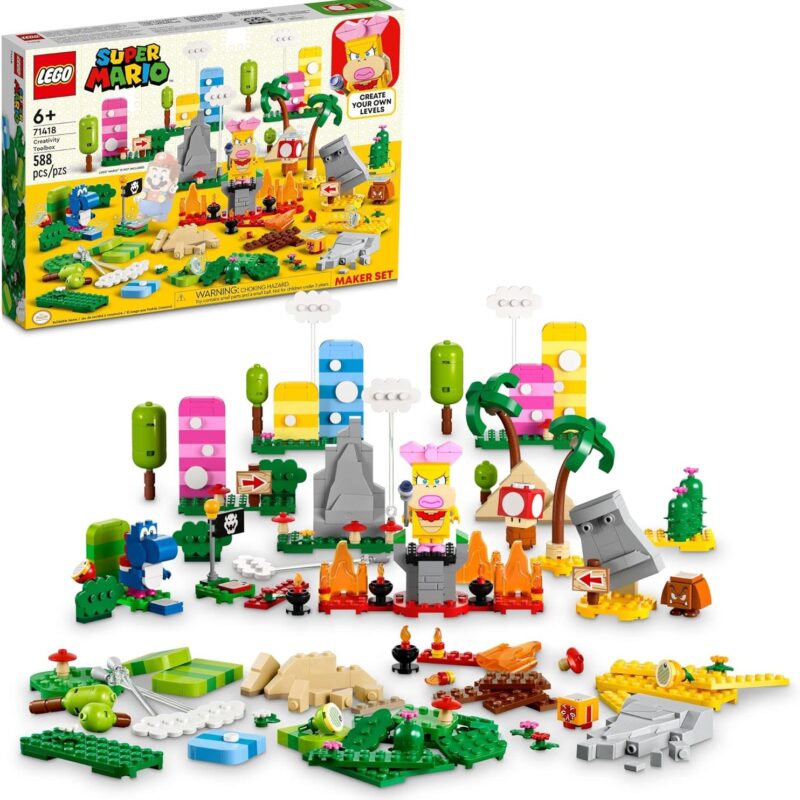 LEGO Super Mario Creativity Toolbox Maker Set 71418, Create Your Own Levels with Figures, Grass, Desert and Lava Builds, Starter Course Expansion, Toy Gift Idea for Kids 6 Plus