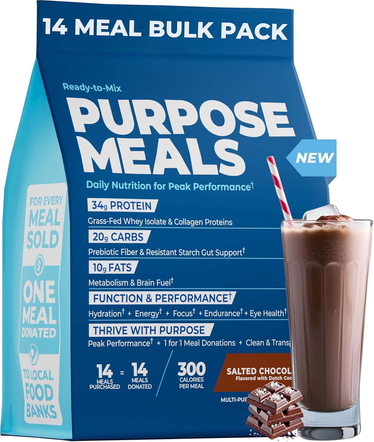81tsTWk3IOL._SL1500_.jpg Meal Replacement Shake, Grass Fed Whey Protein Isolate & Collagen Peptides, Creatine Monohydrate, Electrolytes Powder, Prebiotics, Organic Mushrooms, Nootropic Energy Drink (14 Meals Salted Chocolate)