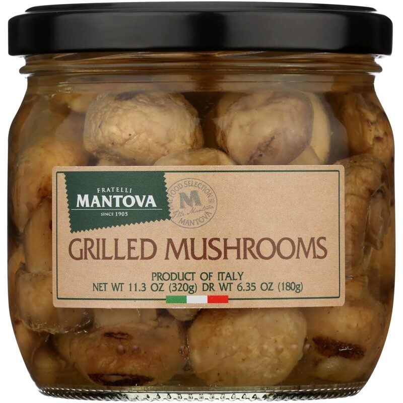 Mantova Italian Grilled Mushrooms, Authentic Ingredients, Product of Italy, Non-GMO, No Artificial Color & No Preservatives, 11.3 Ounce (Pack of 6)