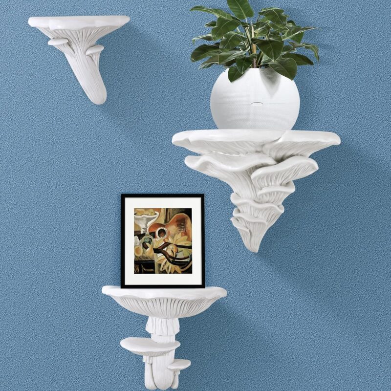 UITWMKTG 3 Pack Mushroom Wall Shelf,Decorative Mushroom Floating Shelves Bedroom Decor Shelf for Photo Frame Stand,Books,Potted Plant,Toys(Mixed Sizes White)