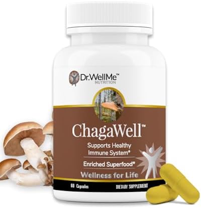 ChagaWell™ 500mg Chaga Mushroom Capsules - Focus, Mental Clarity, Immune Booster for Men and Women, Non-GMO & Gluten Free Supplement (60 Capsules)
