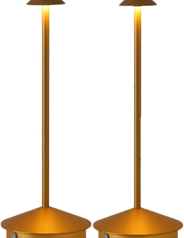 Mushroom Table Lamp 2 Pack Golden Touch Control 3 Color Dimmable USB Rechargeable LED Portable Bedside Lamp for Bedroom Living Room Office Decor