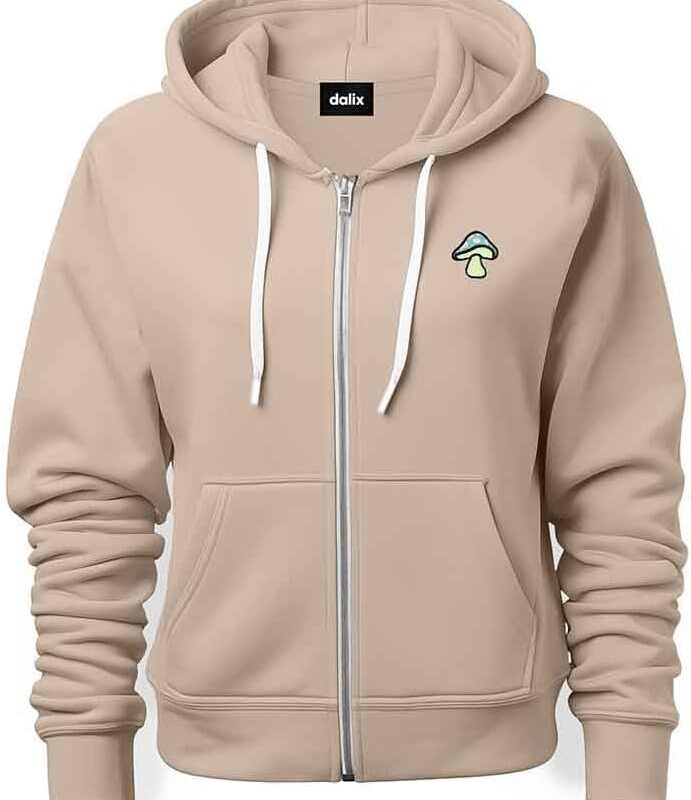DALIX Mushroom (Glow in the Dark) Embroidered Hoodie Fleece Sweatshirt Zip Front Mens