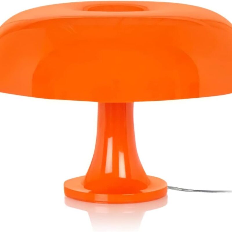 Orange Mushroom Lamp, 12W Retro Aesthetic Table Lamp, 3 Colors Dimmable, Mid Century Modern Lamp Home Decor, USB Powered, Plug Not Included