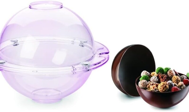 IBILI 3D Magnetic Chocolate Sphere Mold | Made in Spain | Polycarbonate | Food-Grade | Easy-Release | Perfect for Chocolate Bombs & Desserts | 7.28 x 9.25 x 9.25 Inches