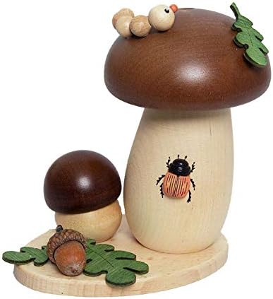 41vMinPAp4L._AC_.jpg Drechslerei Kuhnert - Smoking Figurine, Smoky Mushroom Figurine, Approx. 14 cm, Made in Germany (Chestnut)