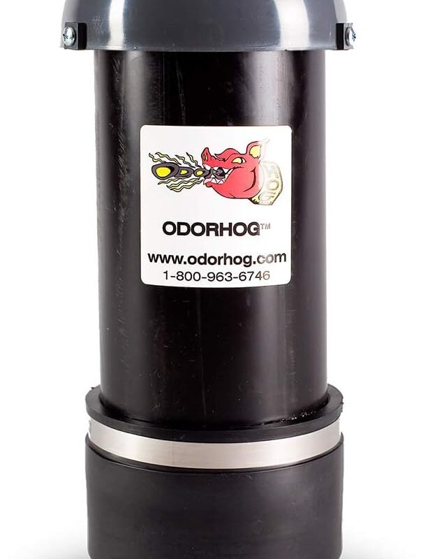 Clamp On Vent Stack Pipe Filter 4", Black ABS with Mushroom Cap, Removes Outdoor Septic and Sewer Odor Problems (4.0-inch)