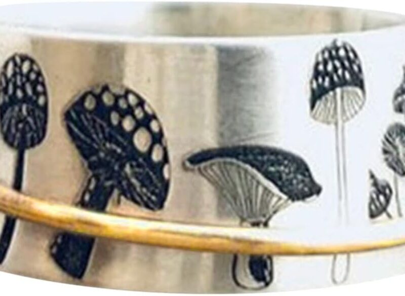 Promise Rings for Her 2023_ Personalized Retro Cartoon Mushroom Rotating Ring Inspiration Mushroom Ring
