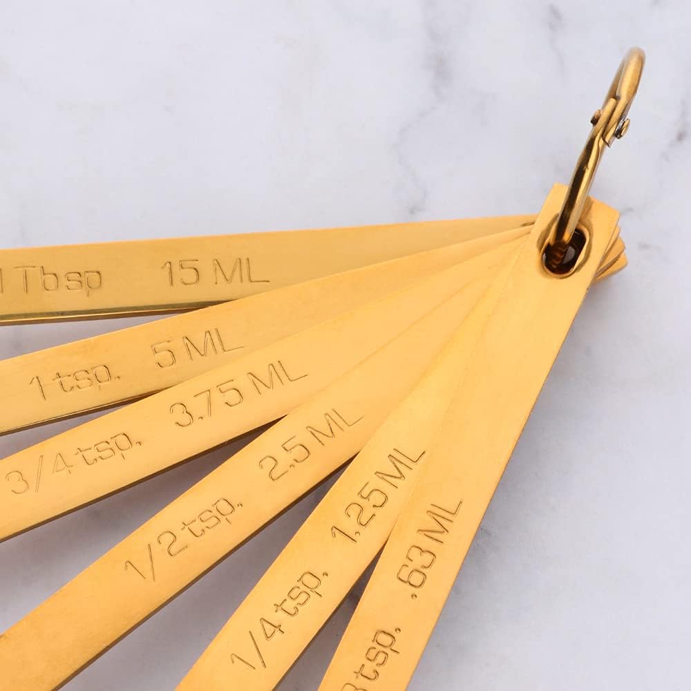 51HWPVd3q7L._AC_SL1000_.jpg Meisha Measuring Spoons, Heavy Duty 18/8 Stainless Steel Measuring Spoons Cups Set, Set of 6 for Gift Measuring Dry and Liquid Ingredients - Rainbow - Image 8