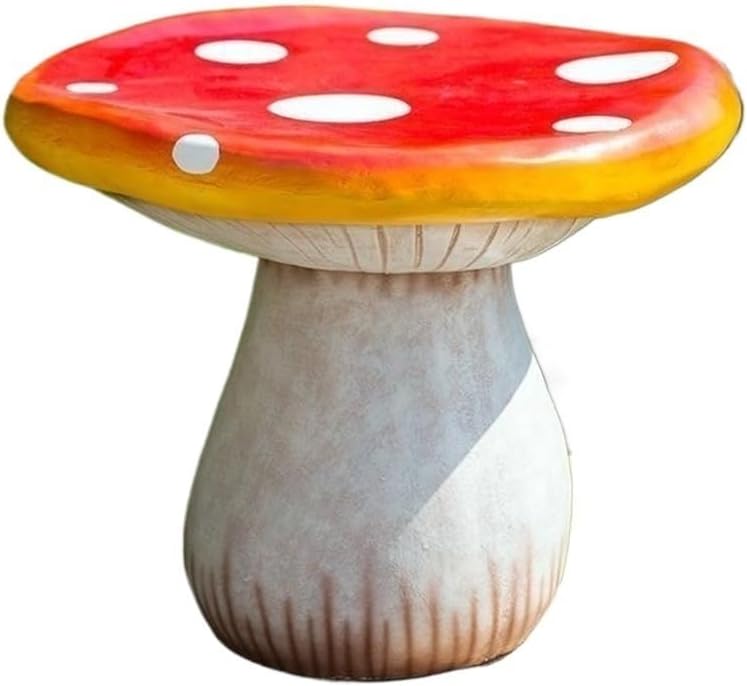 Outdoor Garden Mushroom Stool/Mushroom Table, Resin Landscape Sculpture Decoration, Balcony Courtyard Lawn Pond Cute Stools/table(Red,60x50cm)