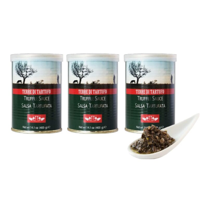 Terre di Tartufo Black Truffle Sauce | Gourmet Sauce with Black Summer Truffle | Salsa Tartufata | 14.1oz (400g) (Pack of 3)