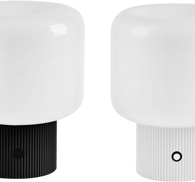 2Pcs Halo Lamp (White + Black) | Small Cute Cordless Mushroom Lamp for Bedrooms