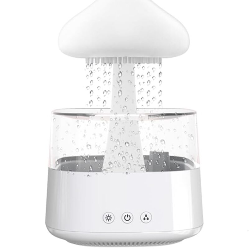 Mushroom Rain Cloud Humidifier Water Drip,450ML 7 Colors Night Light Essential Oil Diffusers,Rain Sounds Help Sleeping for Bedroom
