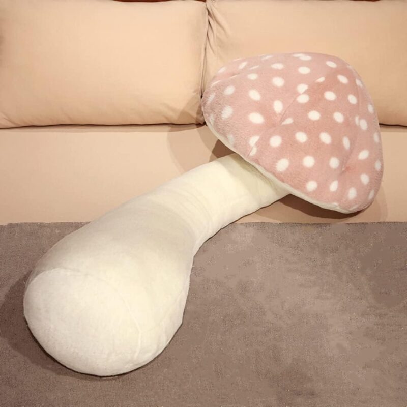 Cute Mushroom Plush Body Pillow 39" Super Soft Long Mushroom Shaped Plush Pillow Stuffed Mushroom Throw Pillow Home Decor Mushroom Plushies Pillow for Couch Sofa Bed Car Cushions Sleeping Pillow