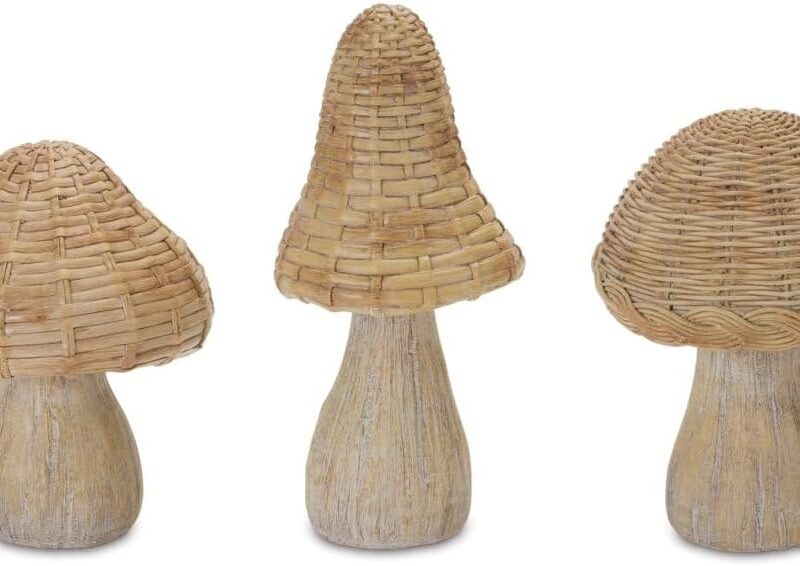 88090DS Wicker Mushroom Decor Set of 3