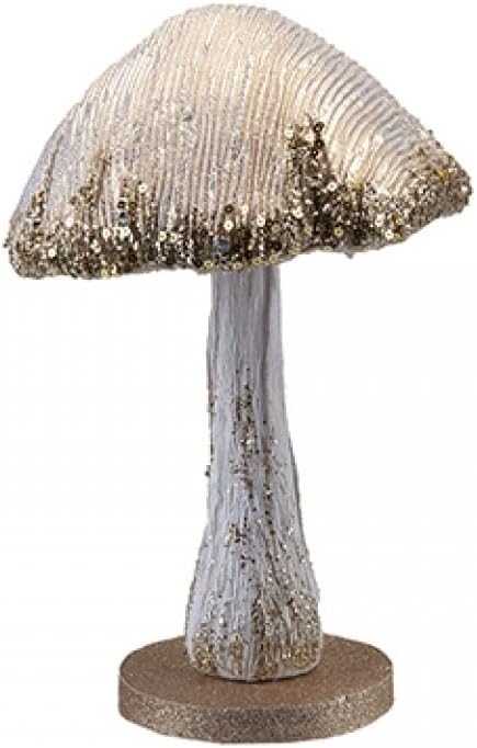 PMS 26cm Champagne Fabric Glitter Mushroom Decoration - Christmas and Autumn Décor - Christmas Decoration for Home, Living Room - Mushroom Ornament