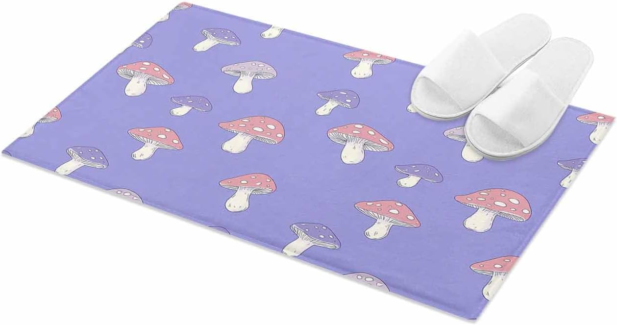 51a2UzByGL._AC_SL1500_.jpg DecorLovee Purple Mushroom Furry Door Mat Fluffy Area Rug - 24" x 35" Non-Slip Absorbent Bathroom Rugs, Spring Botanical Washable Indoor Carpet Runner for Bedroom Laundry - Image 2