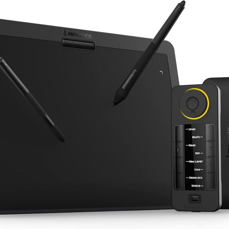 XENCELABS Drawing Tablet Bundle, Computer Graphic Tablets with 40 Customizable Quick Keys, 12" 8mm Ultrathin Pen Tablet with 2 Battery-Free Stylus, 8192 Levels Pressure for Win/Mac/Linux, Black