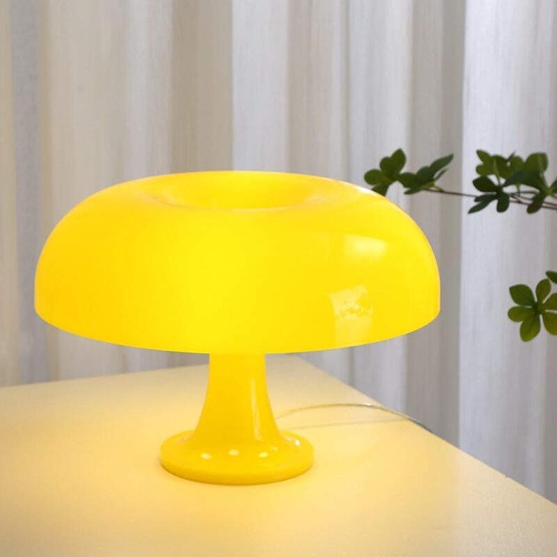 Falluk Mushroom Lamp, Mushroom Waterfall lamp Mid Century Modern Lamp Decor, Minimalist Vintage Table Lamp Night Light, Elegant Aesthetic Bedside Lamp for Women, Kids, Gifts (Yellow)