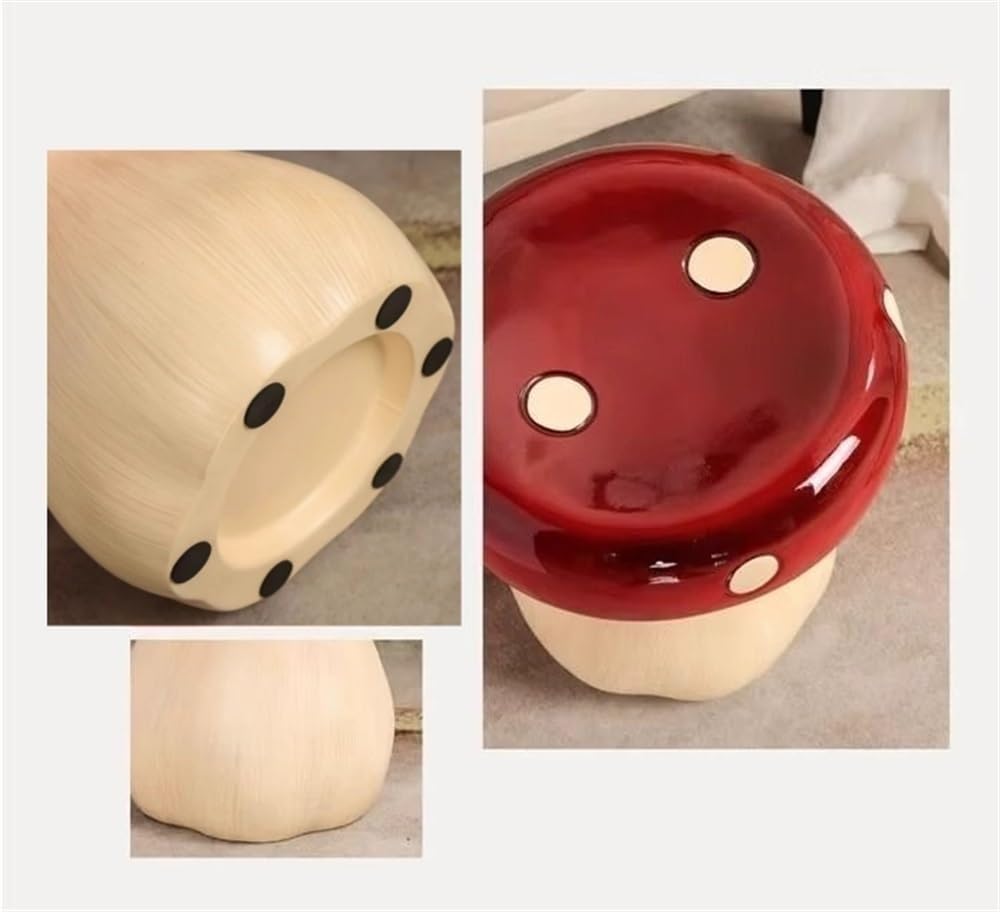 51nySgaRoTL._AC_SL1000_.jpg Mushroom Stool, Resin Mushroom Decorative Stool, Small Mushroom Ottoman,Resin Creative Sculpture Decoration for Living Room, Bedroom, Patio, Balcony, Garden, Lawn(Red) - Image 6