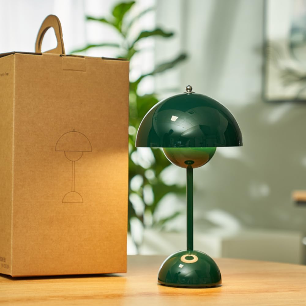 51ohTKin26L._AC_SL1000_.jpg Flowerpot Lamp Modern Flower Bud 12" Cordless Touch Dimmable 2600mAh Rechargeable Desk Lamps Nordic Minimalist Mushroom Lamps Retro Nightstand Bedside Lamp for Bedroom Living Room(Mustard Yellow) - Image 6