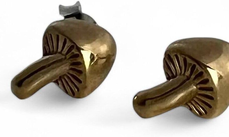 Bronze Mushroom Stud Earrings 8x6mm - Bronze Earrings For Women - Stylish Accessory