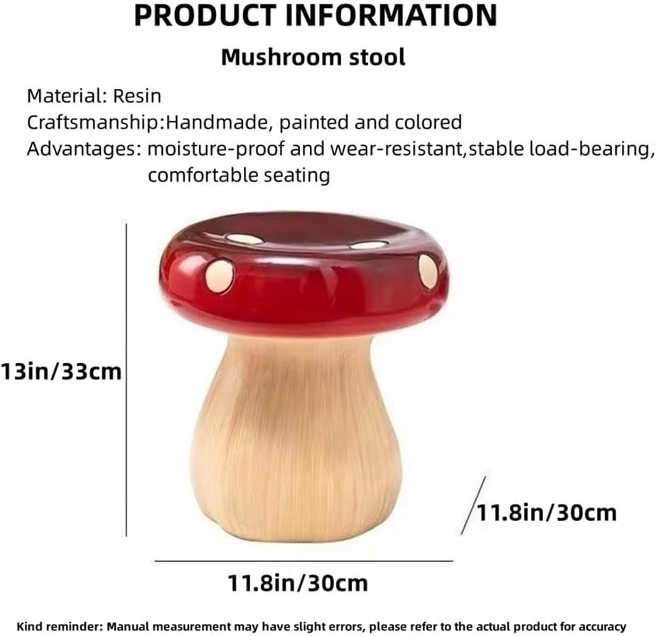 51qxVa330mL._AC_SL1000_.jpg Mushroom Stool, Resin Mushroom Decorative Stool, Small Mushroom Ottoman,Resin Creative Sculpture Decoration for Living Room, Bedroom, Patio, Balcony, Garden, Lawn(Red) - Image 2