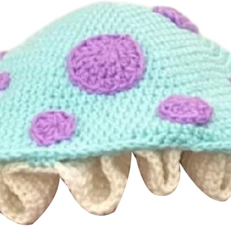 Crocheted Hat Funny Mushroom Crocheted Hat Large Cap for Women Men Picture Props Cap Halloween Party