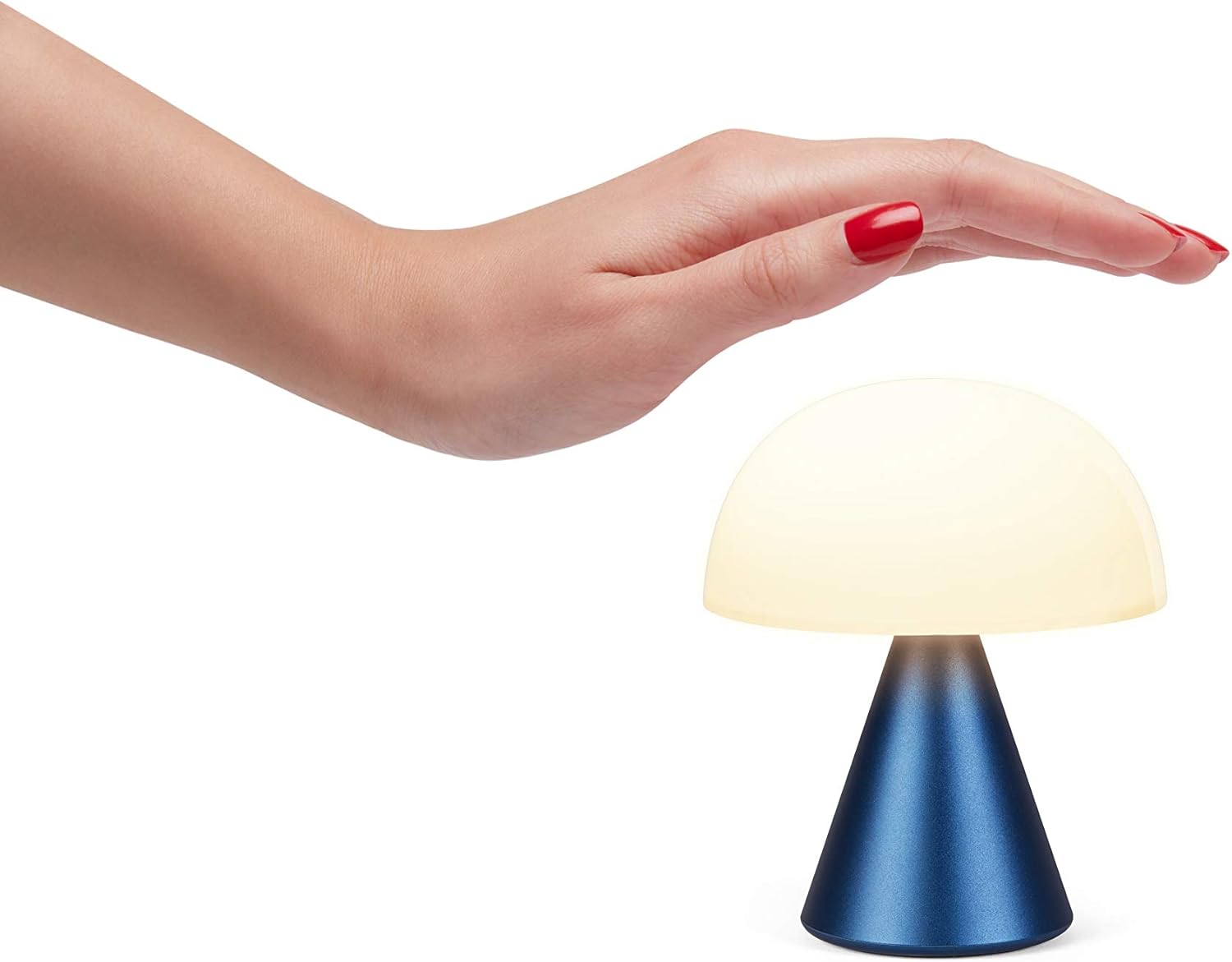 61-iOqnobL._AC_SL1500_.jpg Lexon Mina M Mushroom Lamp - Portable Bedside Light for Bedrooms, Kids & Nursery - 9 LED Color Rechargeable Table Lamp with 24h Light & Dimmer, Medium - Dark Blue - Image 8