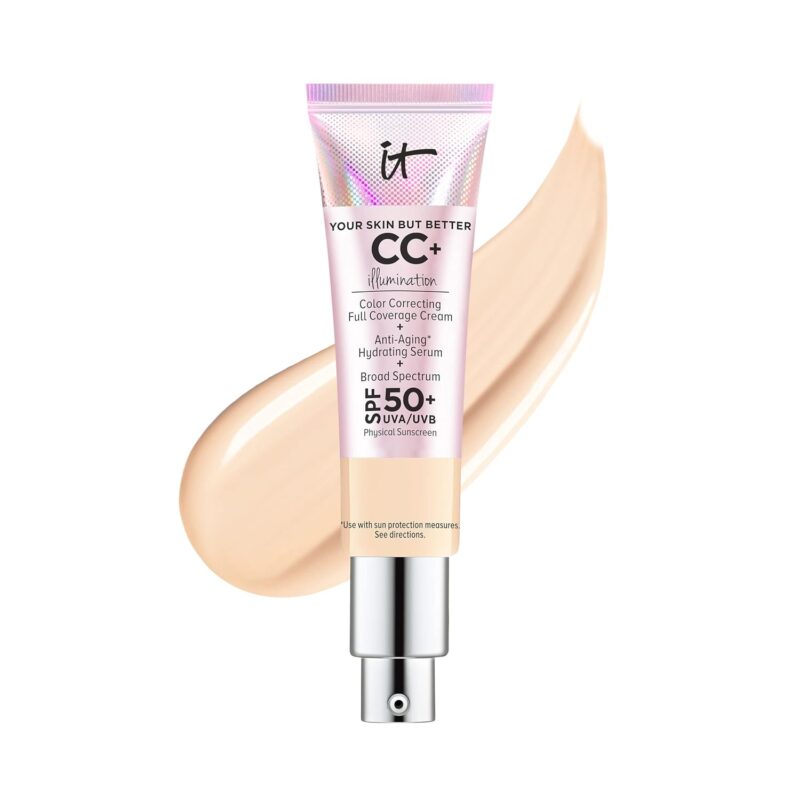 IT Cosmetics Your Skin But Better CC+ Cream Illumination - Color Correcting Cream, Full-Coverage Foundation, Hydrating Serum & SPF 50+ Sunscreen Radiant Finish 1.08 fl oz