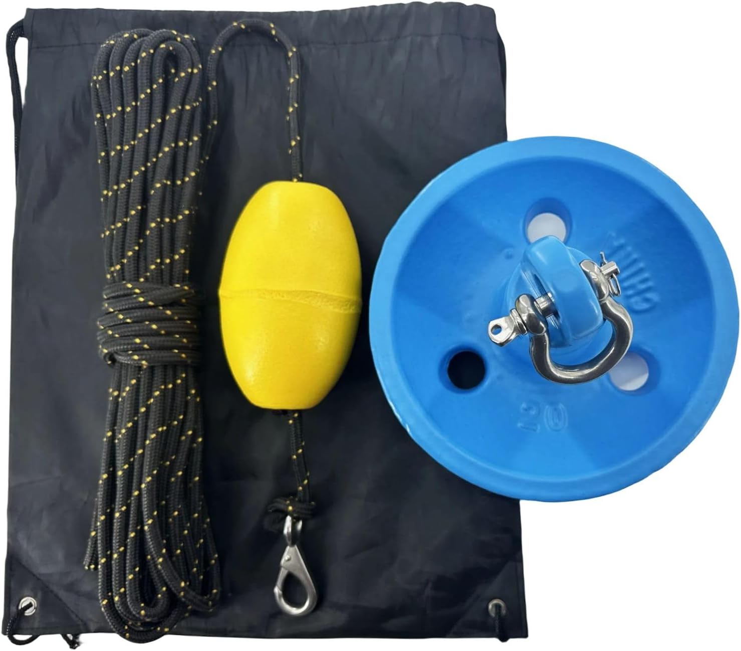 61117FnwBaL._AC_SL1500_.jpg Marine Mushroom Anchor Kit 20 lb Blue PE Coated Kayak Anchor Accessories with 50 ft Rope for Fishing Kayaks, Canoe, Jet Ski, SUP Paddle Board and Small Boats - Image 2