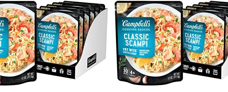 Campbell's Cooking Sauces, Classic Scampi Sauce, 11 Oz Pouch (Case of 6) (Pack of 2)