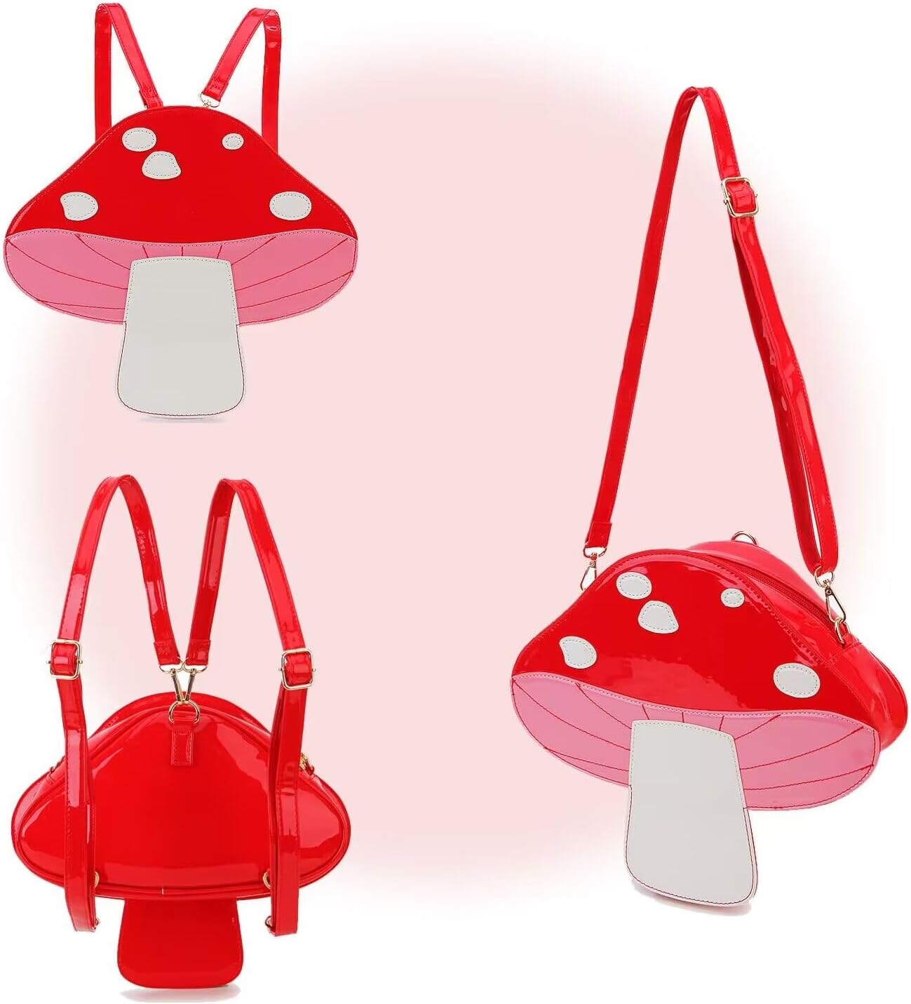 611h5hf1k7L._AC_SL1500_.jpg Novelty Women Fairy Wings Butterfly Backpack Cute Mushroom Shape Backpack Purses Crossbody Bag - Image 9