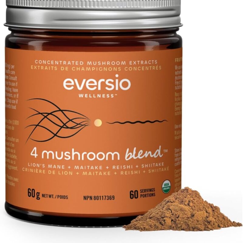 4 Mushroom Blend Mushroom Powder- 60 Servings (60g) Balance Blend Powder Blend for Mushroom Coffee – Maitake, Shiitake, Lion’s Mane, and Reishi Extracts
