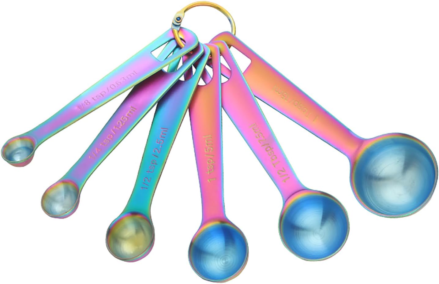 61ATxuG8XWL._AC_SL1500_.jpg Meisha Measuring Spoons, Heavy Duty 18/8 Stainless Steel Measuring Spoons Cups Set, Set of 6 for Gift Measuring Dry and Liquid Ingredients - Rainbow