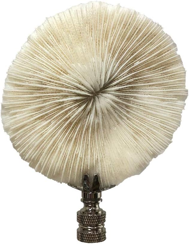61BO9Drm4wL._AC_SL1200_.jpg Royal Designs Natural Coral Lamp Finial, White Mushroom Coral (Silver Plated, Set of 2) - Image 2