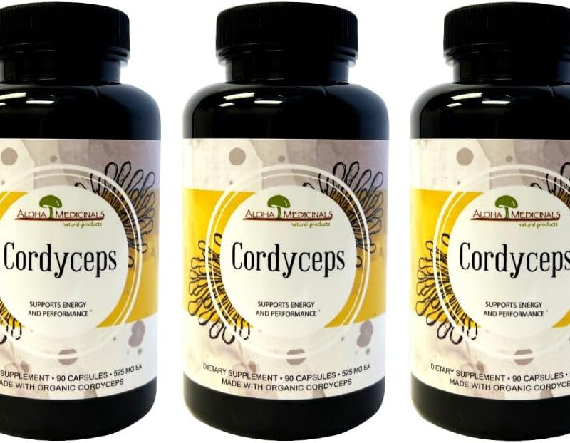 Pure Cordyceps, Certified Organic Mushroom Supplement, Supports Immunity and Energy, Pack of 3, 90 Capsules Each
