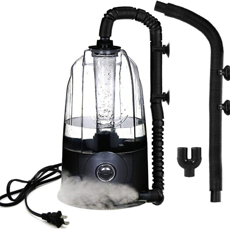 COOSPIDER Reptile Fogger Humidifier Mister for Terrarium Tank with 2 Extension Tubes/Hoses, Pets Mister Adjustable Fog for Reptiles/Amphibians/Snake (3L,380ml/hr)