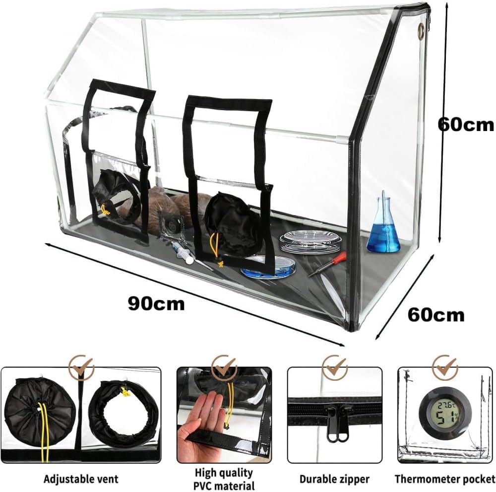 61GBBEkfdJL._AC_SL1000_.jpg Home Mushroom Monotub Kit with Inflatable Mushroom Grow Environment - Portable Inflatable Mushroom Nursery with Plugs & Filters for Fresh Air Exchange Transparent - Image 7
