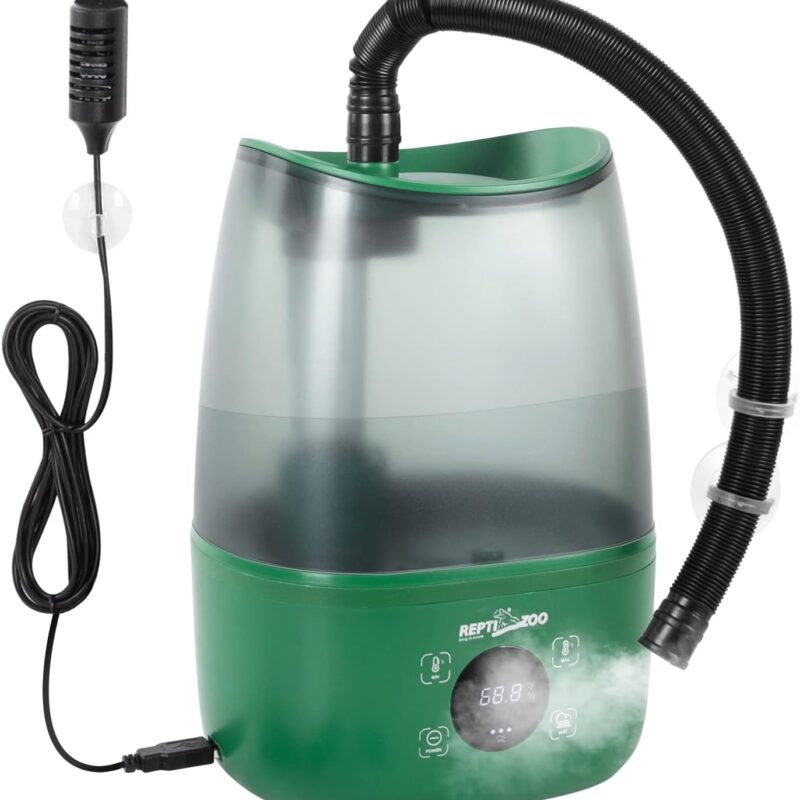 REPTIZOO Reptile Humidifier Fogger, 4L Large Reptile Fogger with Humidity Control, Terrarium Humidifiers with Extended Tube Automatic Reptile Misting System for Reptiles Amphibians Herps Vivarium