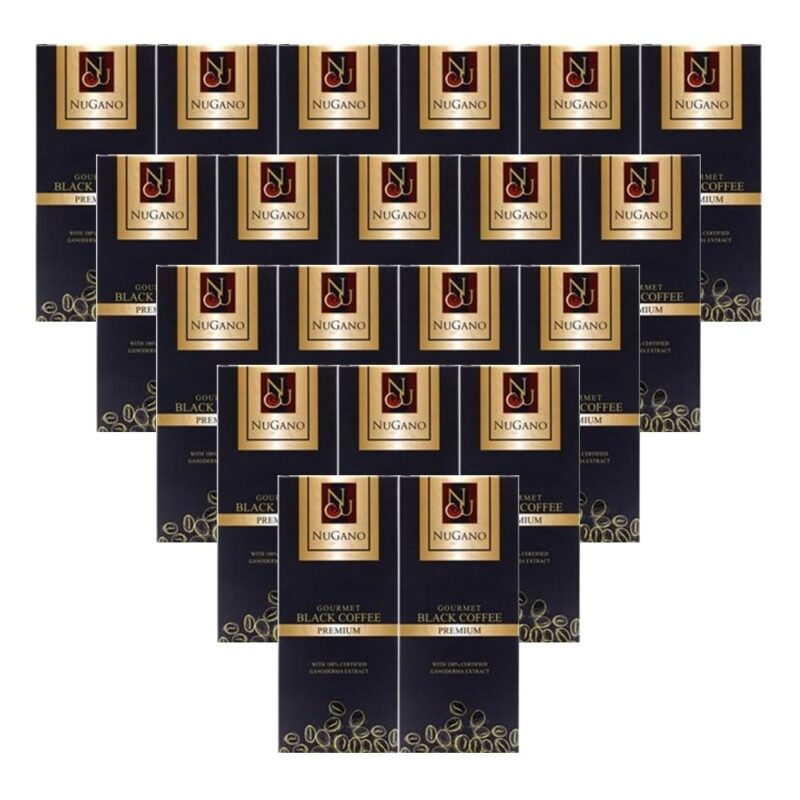 20 Boxes Nugano Organic Ganoderma Black Coffee Gourmet Dark Roasted Mushroom Cafe Noir Espresso Antioxidant 100% Pure Natural Blend Arabica Robusta Liberica Colombia (30 Sachets/Box)
