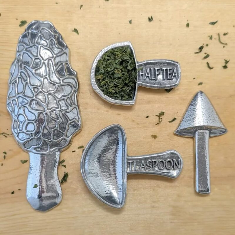 Handcrafted Mushroom Measuring Spoons Set – Pewter Spoons for Baking & Cooking – Set of 4 with Morel Design